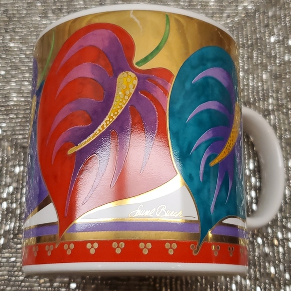 SOLD!!! LAUREL BURCH Coffee Mug "Anthuriums" - Picture 2 of 6